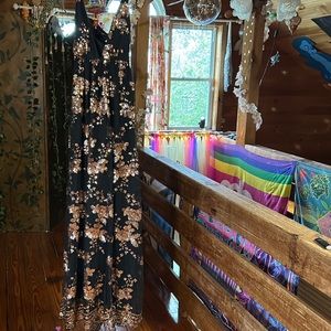 Black and Gold Sequin Dress